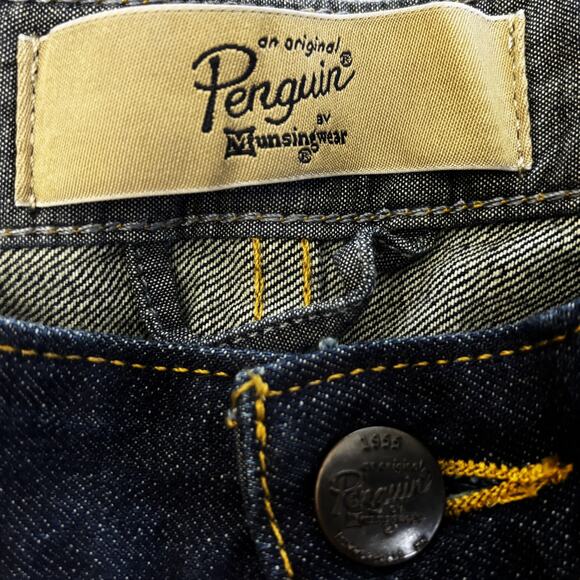 Penguin White Oak Cone Denim Jeans Mens 33x32 Slim Blue Munsingwear Dark Wash - Picture 5 of 12